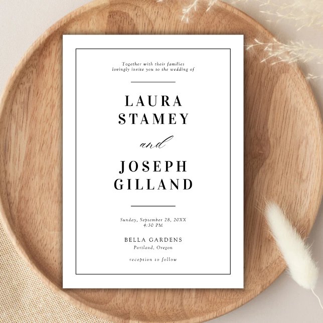 Invitación Elegante Boda clásico blanco y negro (Subido por el creador)