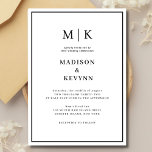 Invitación Elegante Boda Clásico Blanco y Negro<br><div class="desc">Invitación a la Boda Negra y Blanca Estas elegantes y modernas toallas de ducha boda o novia presentan un sencillo diseño de texto en blanco y negro que rebosa de estilo minimalista. Añada sus iniciales o su monograma para hacerlas completamente propias.</div>