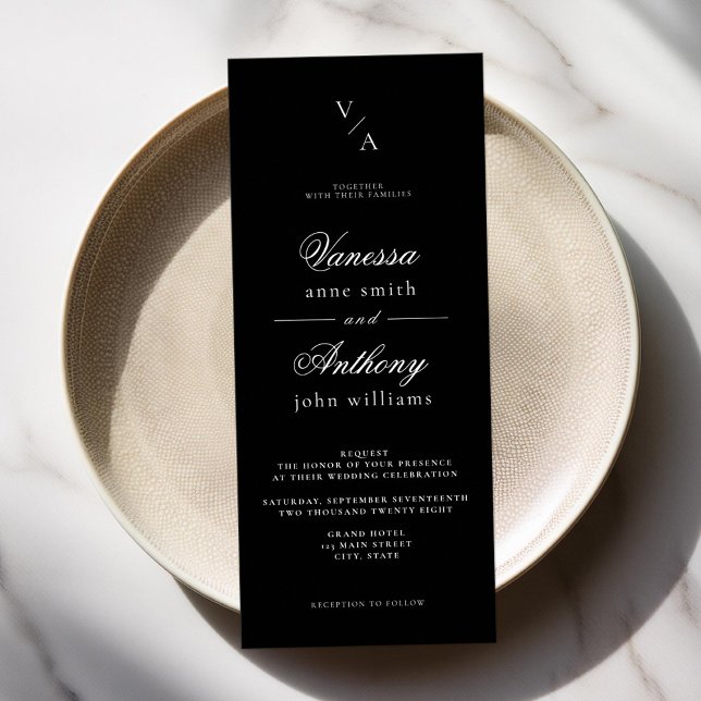 Invitación Elegante Boda clásico blanco y negro (Subido por el creador)