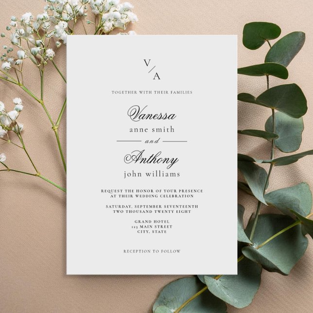 Invitación Elegante Boda clásico blanco y negro (Subido por el creador)