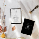 Invitación Elegante | Boda clásico de código QR de monograma<br><div class="desc">Invitación a la boda en hojas de monograma con código QR en blanco y negro,  sin tiempo y con estilo,  e información más detallada sobre la parte posterior.</div>