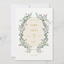 Invitación Elegante Boda clásico de color blanco beige