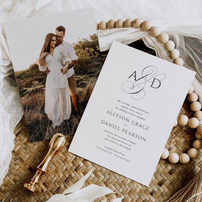 Invitación Elegante Boda clásico de fotografía monograma (Subido por el creador)