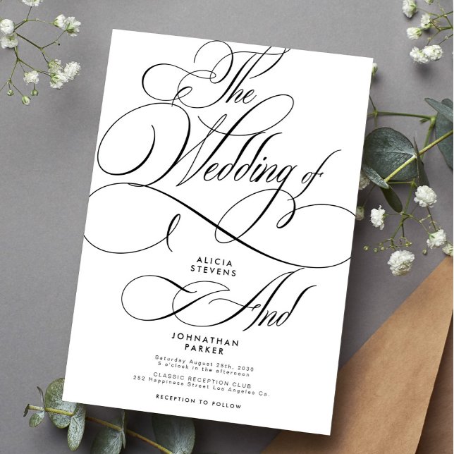 Invitación Elegante boda clásico de guiones de caligrafía (Subido por el creador)