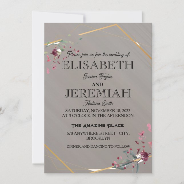 Invitación elegante boda clásico de lujo (Anverso)