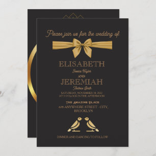 Invitación elegante boda clásico de lujo de oro negro