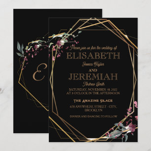 Invitación elegante boda clásico de lujo negro formal