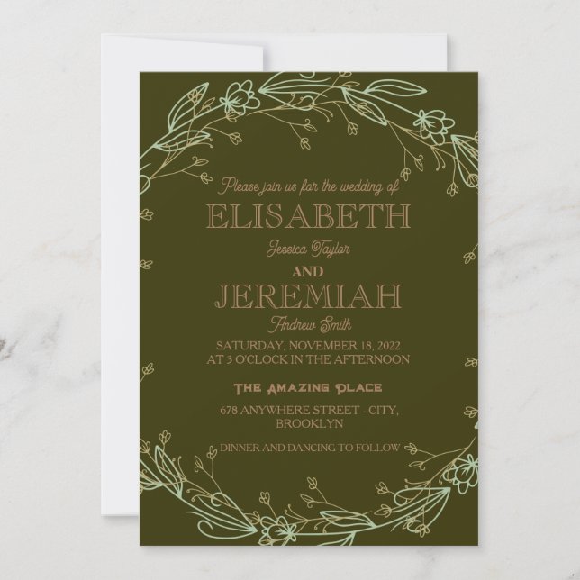 Invitación elegante boda clásico de lujo rojo (Anverso)