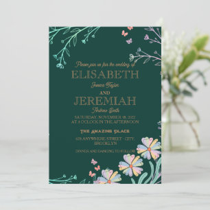 Invitación elegante boda clásico de lujo verde