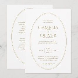 Invitación Elegante Boda clásico de oro blanco monocromo