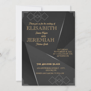 Invitación elegante boda clásico de oro gris de lujo