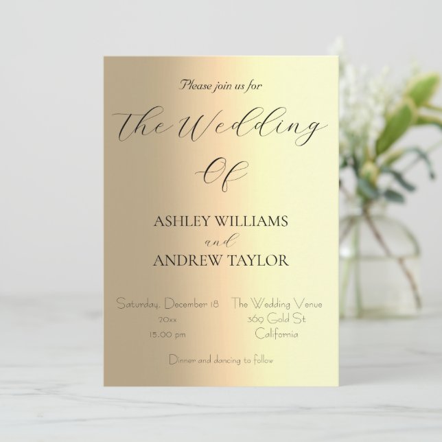 Invitación Elegante Boda clásico del patrón Ombre amarillo (Anverso de pie)