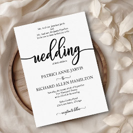 Invitación Elegante Boda Clásico Negro Y Blanco