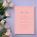Invitación Elegante Boda clásico rosado<br><div class="desc">Invitación a la boda rosa Estas elegantes y modernas toallas de boda o ducha de novia cuentan con un sencillo diseño de texto de terracota que desprende un estilo minimalista. Añada sus iniciales o su monograma para hacerlas completamente propias.</div>