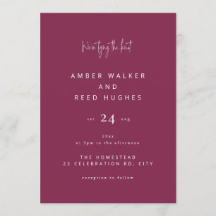 Invitación Elegante Boda clásico simple escritura de Borgoña