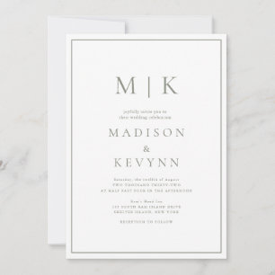 Invitación Elegante Boda Clásico Verde y Blanco