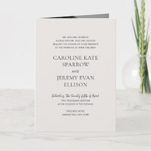 Invitación Elegante Boda Código QR Neutral Limpio