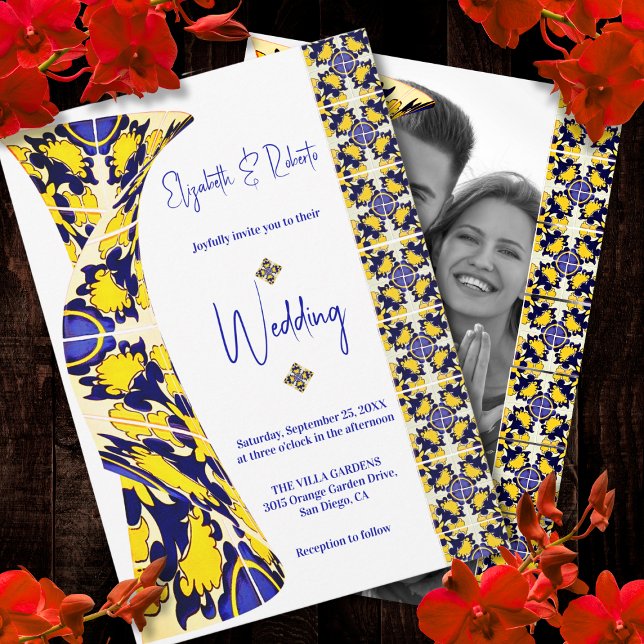 Invitación Elegante Boda colorido Talavera Foto mexicana (Subido por el creador)