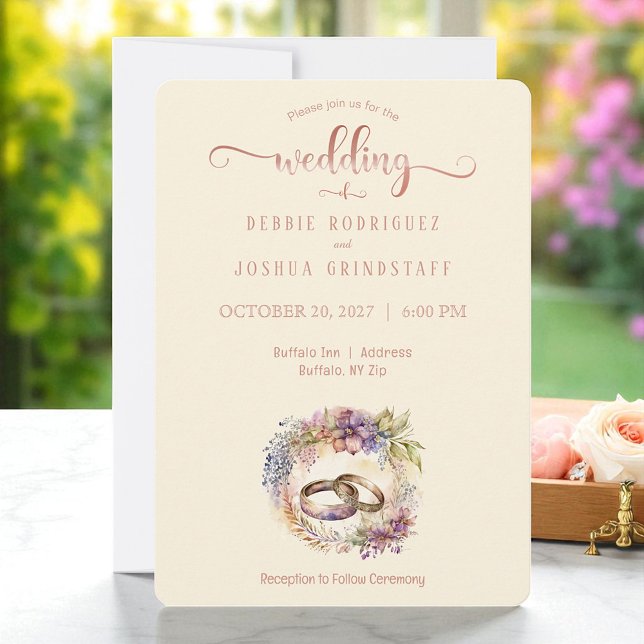 Invitación Elegante Boda Con Acentos Florales (Subido por el creador)