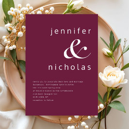 Invitación Elegante Boda con Ampersand Burgundy 