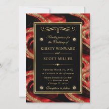 Elegante Boda con Brillo Rojo Fundido y Dorado