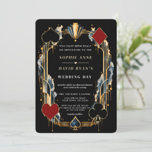 Invitación Elegante boda con código QR de Casino Night Art De