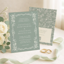 Elegante Boda con Código QR Vintage Verde Salvia