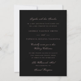 Invitación Elegante Boda con Guion Dramático Negro Gris