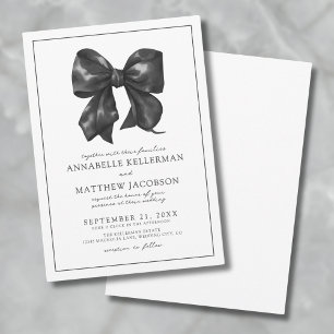 Invitación Elegante Boda con Lazo Negro
