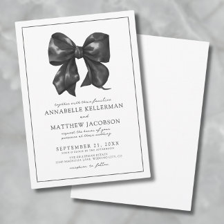 Invitación Elegante Boda con Lazo Negro