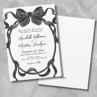 Invitación Elegante Boda con Lazo Negro