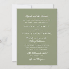 Invitación Elegante Boda con Letra de Musgo Verde