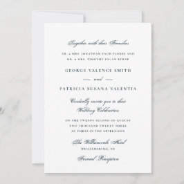 Invitación Elegante Boda con Letra en Polvo Azul