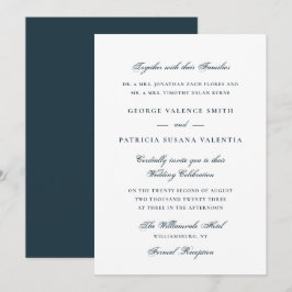 Invitación Elegante Boda con Letra en Polvo Azul