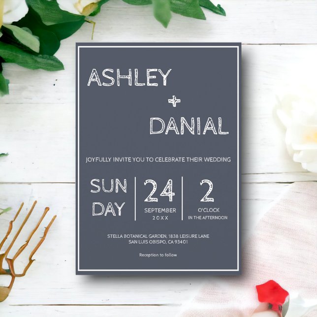 Invitación Elegante Boda con marcos de guion simple y moderno (Subido por el creador)