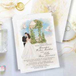 Invitación Elegante boda con novia y Groom Gazebo