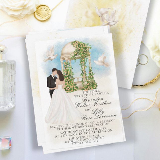 Invitación Elegante boda con novia y Groom Gazebo (Subido por el creador)
