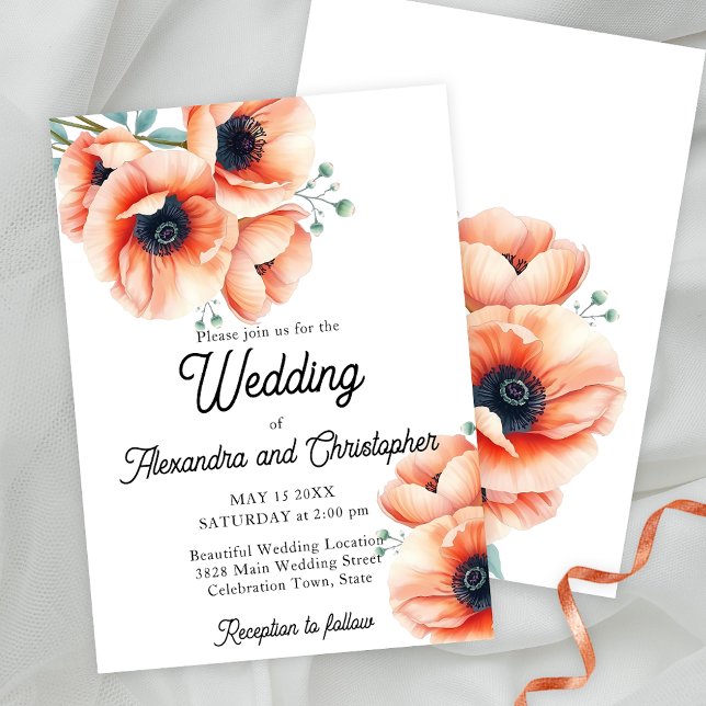 Invitación Elegante Boda con sabor a melocotón y coral (Subido por el creador)