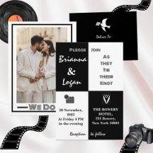 Elegante Boda contemporáneo en blanco y negro