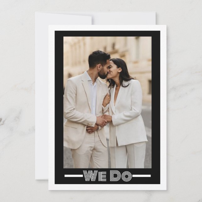 Invitación Elegante Boda contemporáneo en blanco y negro (Reverso)