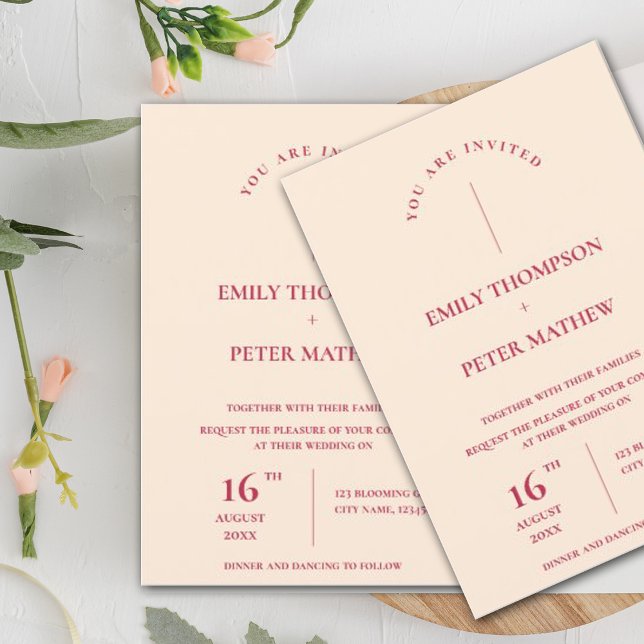 Invitación Elegante Boda contemporáneo magenta Minimalista (Subido por el creador)