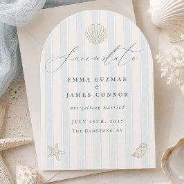 Invitación Elegante Boda Costera Concha Save the Date