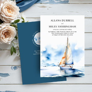 Invitación Elegante Boda costero de acuarela oceánica
