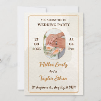 Invitación Elegante boda crema con una parte del anillo boda