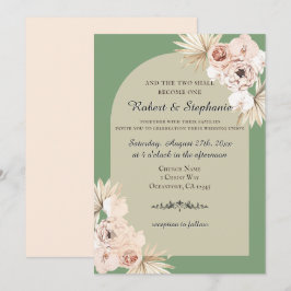 Invitación Elegante Boda Cristiana Boho de Primavera con Peon
