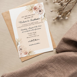 Invitación Elegante Boda Cristiana Boho de Primavera con Peon