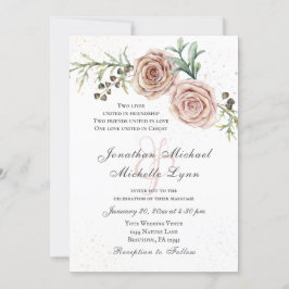 Invitación Elegante Boda cristiano de rosas rosadas de época