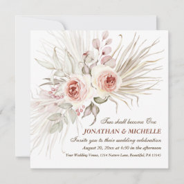 Invitación Elegante Boda cristiano floral Boho rosa Rubor