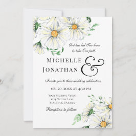 Invitación Elegante Boda cristiano floral de Daisies blancos
