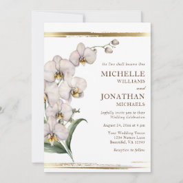 Invitación Elegante Boda cristiano floral de orquídeas blanca